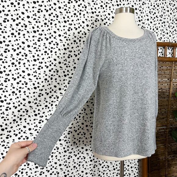 NEW Loft | Grey Puff Long Sleeve Marled Knit Pullover Sweater NWT S - Picture 4 of 11